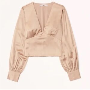 ABERCROMBIE AND FITCH Silk Puff Sleeve Long Sleeve Top
